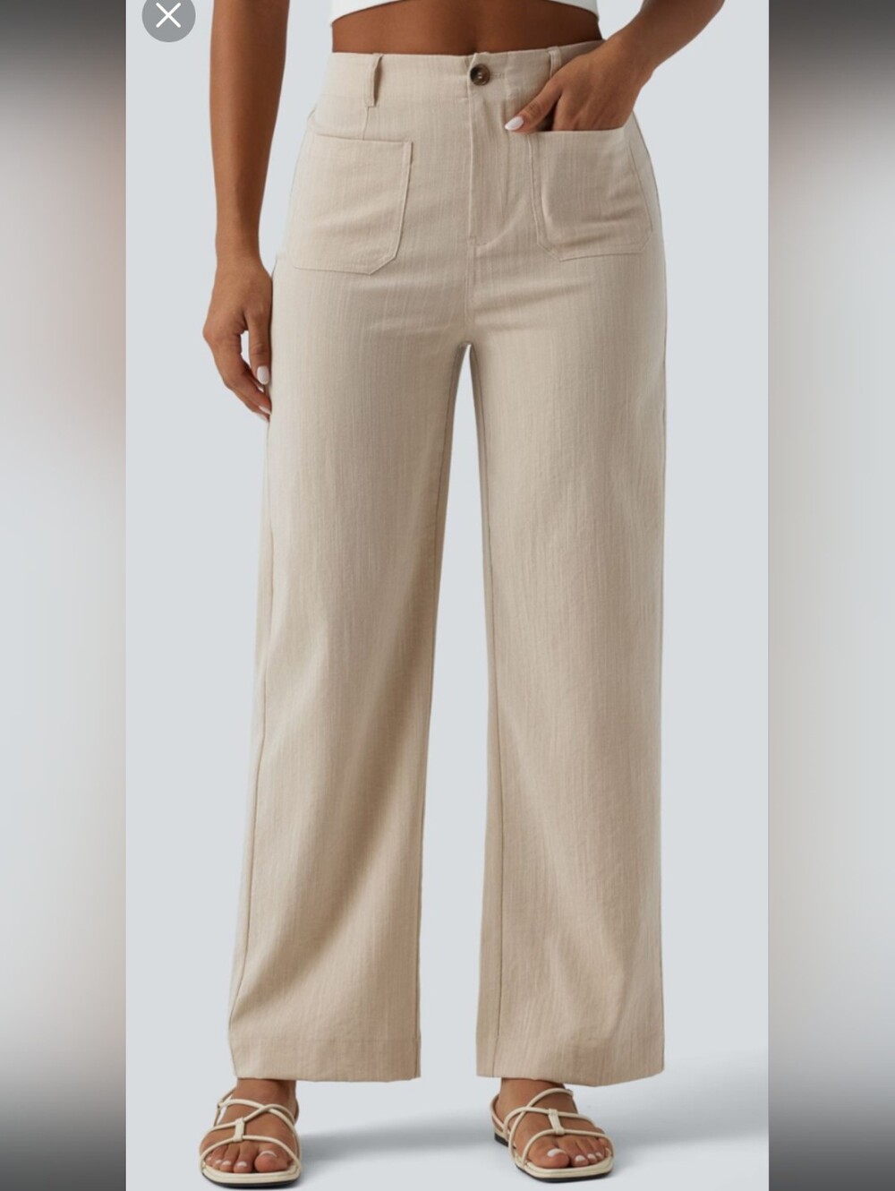 Halara Womens Light Tan Wide-Leg Casual Pants
